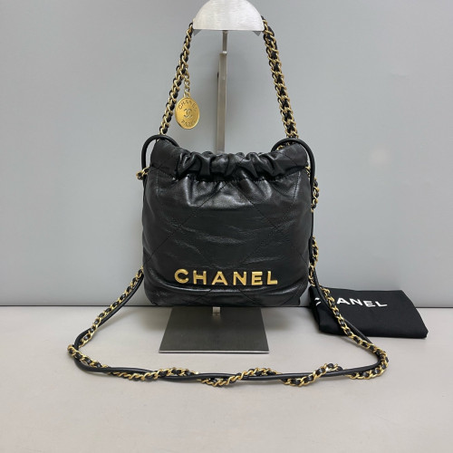 Chanel Quilted Mini 22 Bag Calfskin Black Chanel Quilted Mini 22 Bag Calfskin Black
