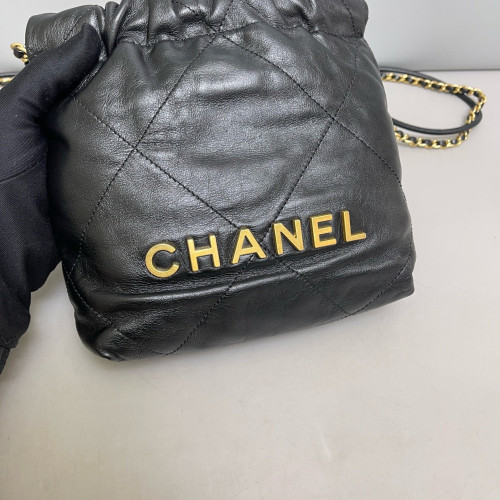 Chanel Quilted Mini 22 Bag Calfskin Black Chanel Quilted Mini 22 Bag Calfskin Black