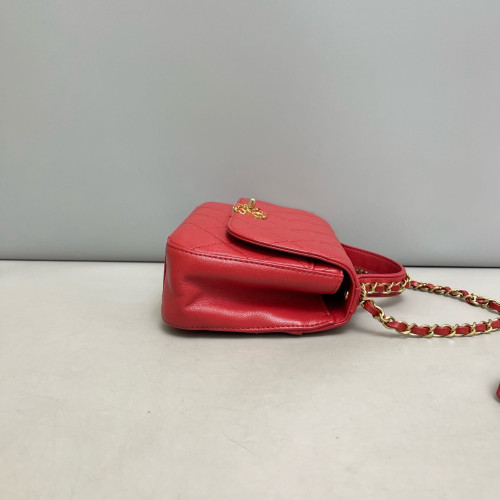 Chanel Quilted Top Handle Flap Calfskin Red