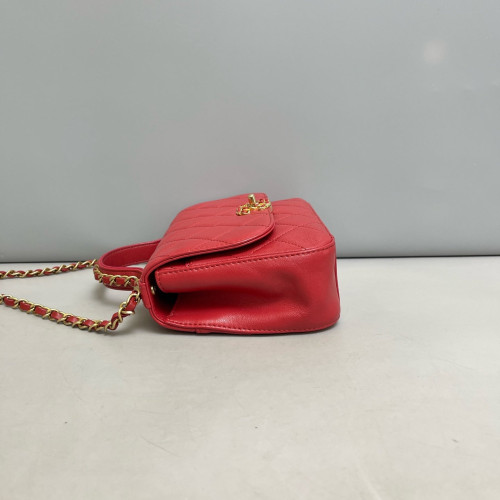 Chanel Quilted Top Handle Flap Calfskin Red