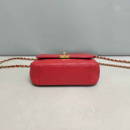Chanel Quilted Top Handle Flap Calfskin Red