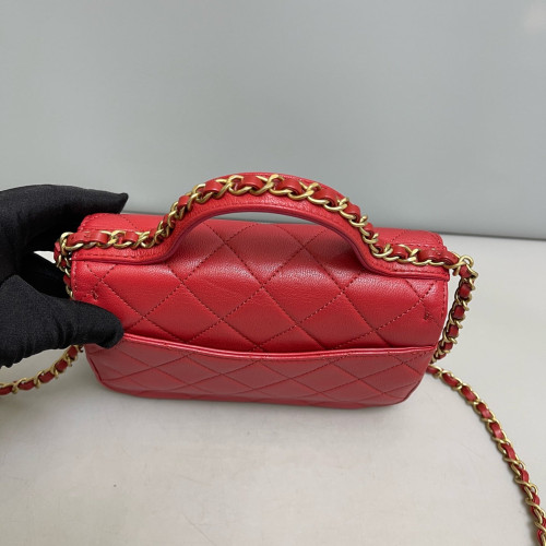 Chanel Quilted Top Handle Flap Calfskin Red