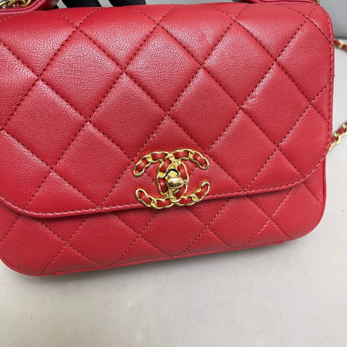 Chanel Quilted Top Handle Flap Calfskin Red