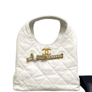 Chanel Quilted Hobo Calfskin White Chanel Quilted Hobo Calfskin White