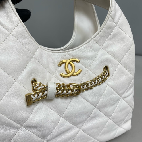 Chanel Quilted Hobo Calfskin White Chanel Quilted Hobo Calfskin White