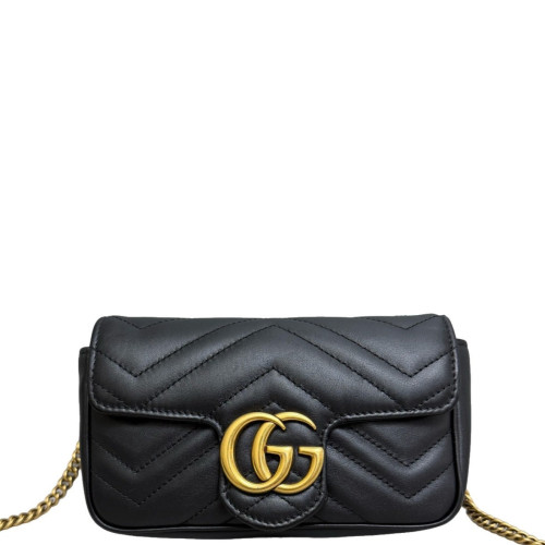 Gucci Super Mini GG Marmont Calfskin Black