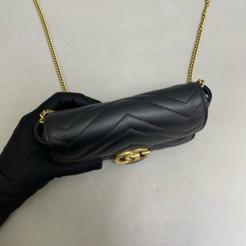 Gucci Super Mini GG Marmont Calfskin Black