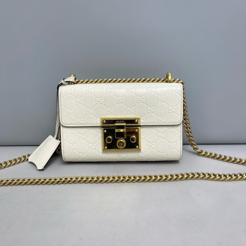 Gucci Small Padlock Shoulder Bag Guccissima White Gucci Small Padlock Shoulder Bag Guccissima White