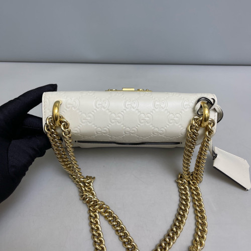 Gucci Small Padlock Shoulder Bag Guccissima White Gucci Small Padlock Shoulder Bag Guccissima White