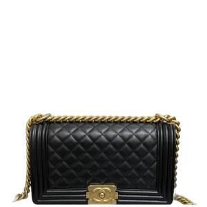 Chanel Quilted Medium Boy Flap Grained Calfskin Black Chanel Quilted Medium Boy Flap Grained Calfskin Black