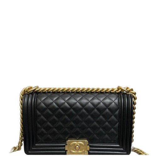 Chanel Quilted Medium Boy Flap Grained Calfskin Black