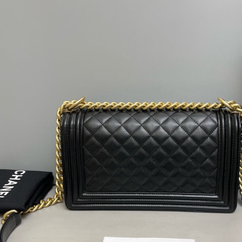 Chanel Quilted Medium Boy Flap Grained Calfskin Black