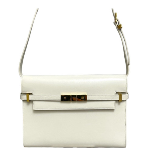Yves Saint Laurent Medium Manhattan Shoulder Bag Calfskin Light Grey