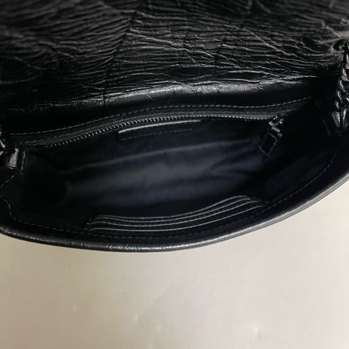 Yves Saint Laurent Niki Chain Wallet Pull Up Leather Black