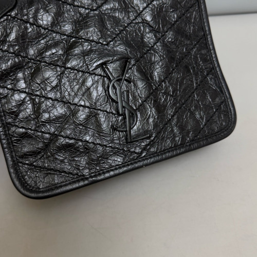 Yves Saint Laurent Niki Chain Wallet Pull Up Leather Black