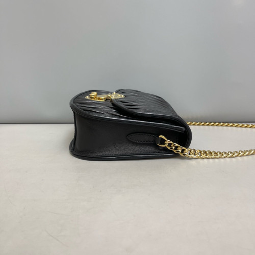 Miu Miu Saddle Bag Crumpled Lambskin Black