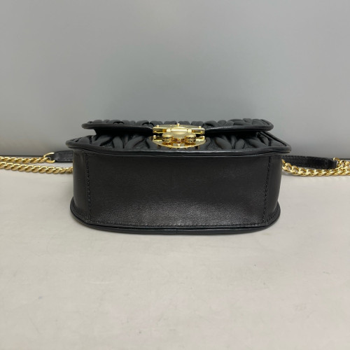 Miu Miu Saddle Bag Crumpled Lambskin Black