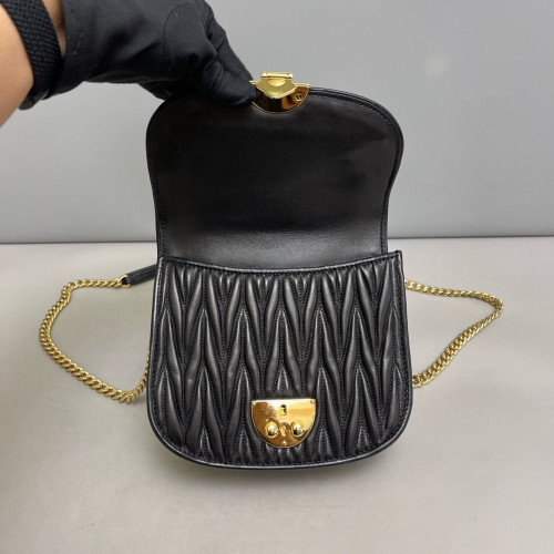 Miu Miu Saddle Bag Crumpled Lambskin Black