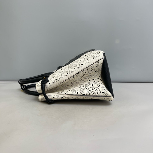 Burberry Medium Banner Tote Calfskin Black White