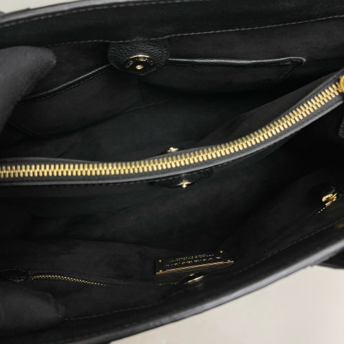 Burberry Medium Banner Tote Calfskin Black White