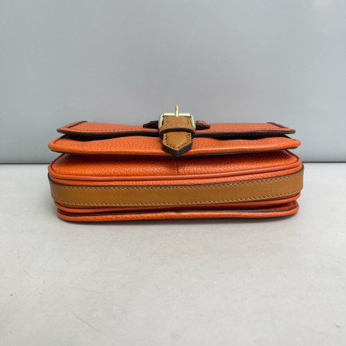 Burberry Saddle Bag Grained Calfskin Orange Yellow Black