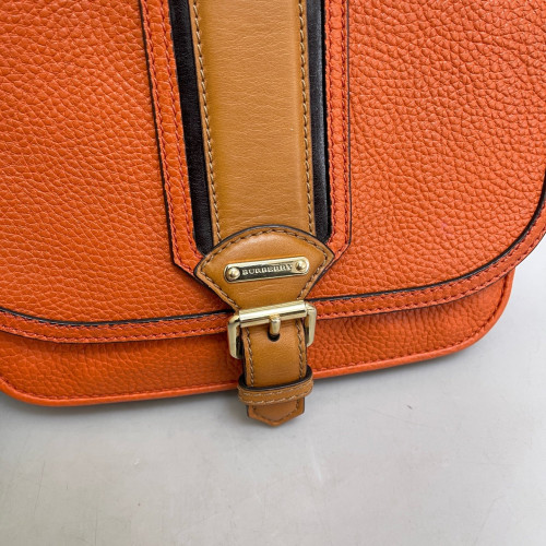 Burberry Saddle Bag Grained Calfskin Orange Yellow Black