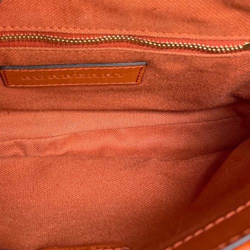 Burberry Saddle Bag Grained Calfskin Orange Yellow Black
