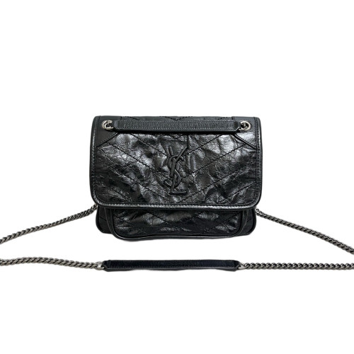 Yves Saint Laurent Baby Niki Messenger Pull Up Leather Black
