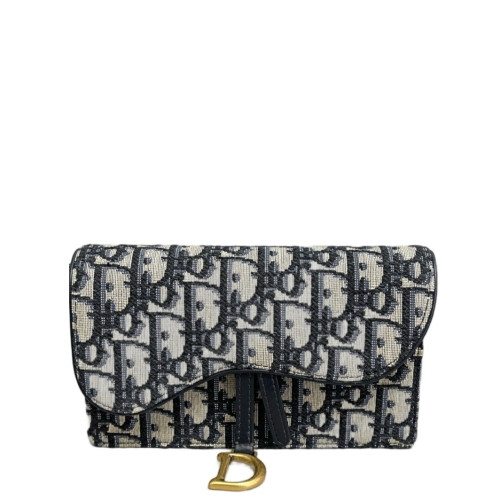 Dior Slim Saddle Pouch Oblique Blue Black Beige