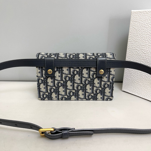 Dior Slim Saddle Pouch Oblique Blue Black Beige