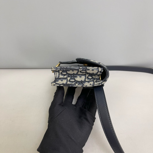 Dior Slim Saddle Pouch Oblique Blue Black Beige