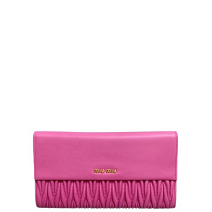 Miu Miu Clutch Nappa Crumpled Lambskin Pink