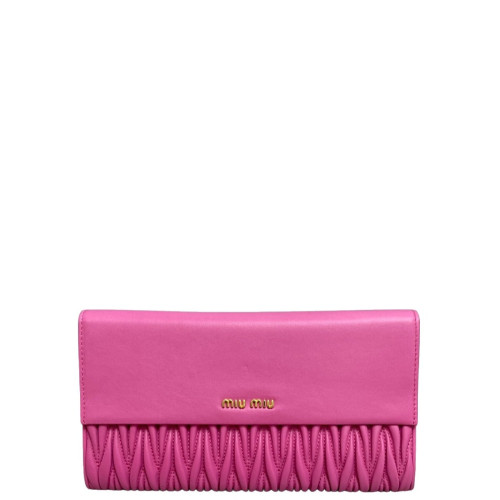 Miu Miu Clutch Nappa Crumpled Lambskin Pink