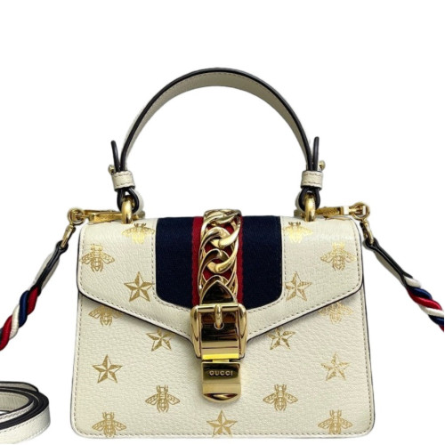 Gucci Mini Sylvie Top Handle Calfskin White