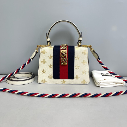 Gucci Mini Sylvie Top Handle Calfskin White