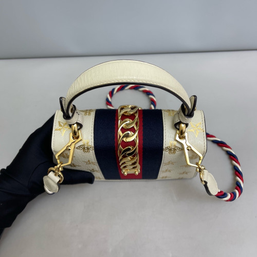Gucci Mini Sylvie Top Handle Calfskin White