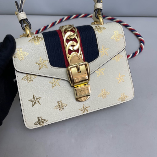 Gucci Mini Sylvie Top Handle Calfskin White