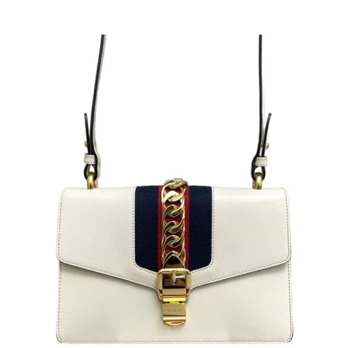 Gucci Small Sylvie Shoulder Bag Calfskin White