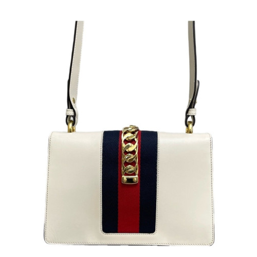 Gucci Small Sylvie Shoulder Bag Calfskin White