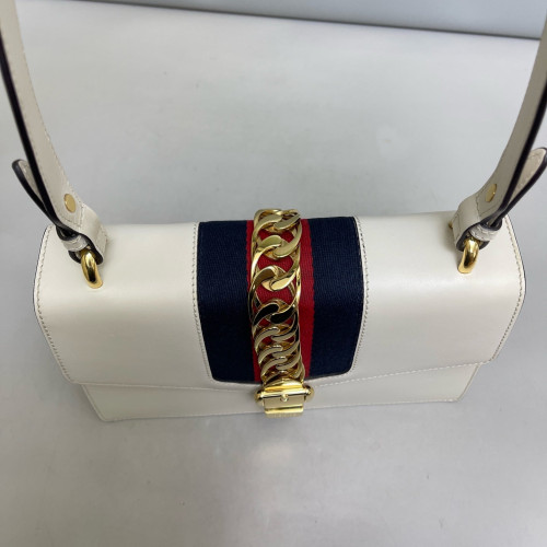 Gucci Small Sylvie Shoulder Bag Calfskin White