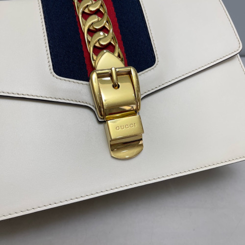 Gucci Small Sylvie Shoulder Bag Calfskin White