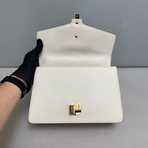 Gucci Small Sylvie Shoulder Bag Calfskin White