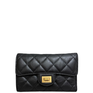 Chanel Quilted 2.55 Reissue Flap Wallet Calfskin Black