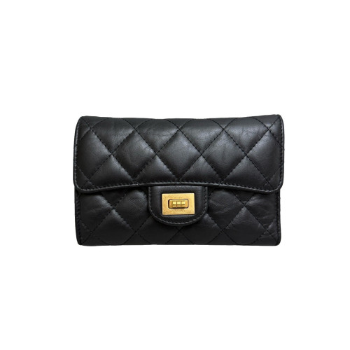 Chanel Quilted 2.55 Reissue Flap Wallet Calfskin Black