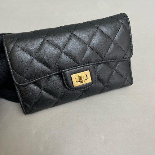 Chanel Quilted 2.55 Reissue Flap Wallet Calfskin Black