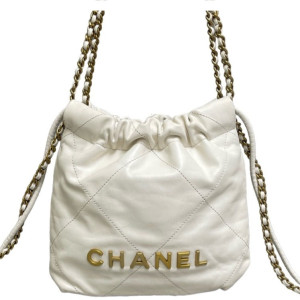 Chanel Quilted Mini 22 Bag Lambskin White