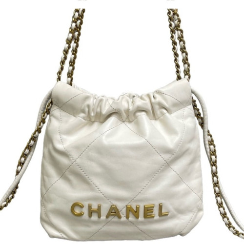 Chanel Quilted Mini 22 Bag Lambskin White Chanel Quilted Mini 22 Bag Lambskin White