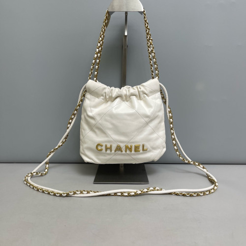 Chanel Quilted Mini 22 Bag Lambskin White Chanel Quilted Mini 22 Bag Lambskin White