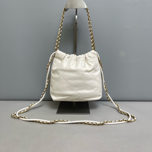 Chanel Quilted Mini 22 Bag Lambskin White Chanel Quilted Mini 22 Bag Lambskin White