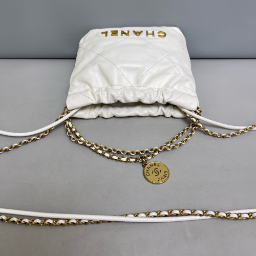 Chanel Quilted Mini 22 Bag Lambskin White Chanel Quilted Mini 22 Bag Lambskin White